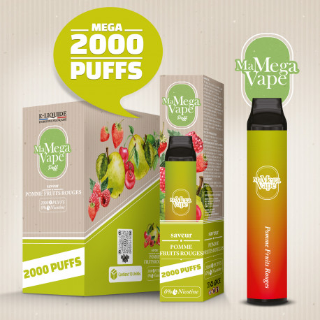 Ma Mega Vape - Pomme Fruits Rouges -2000 Puff -0mg